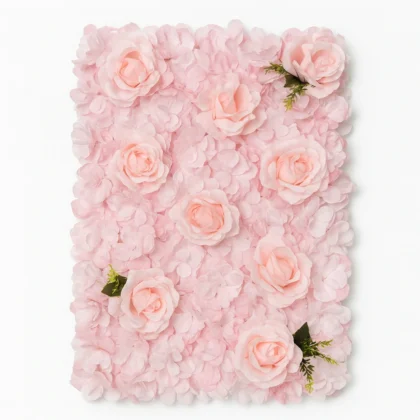 Artificial Pink Rose and Hydrangea Wall Panel for Event Decor