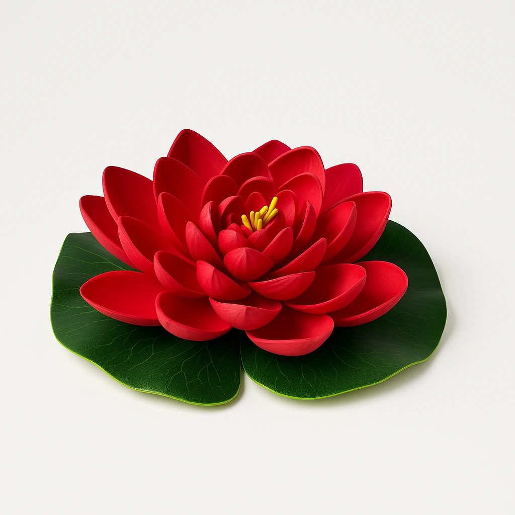 Artificial Red Lotus with Lily Pad - Lotus Series