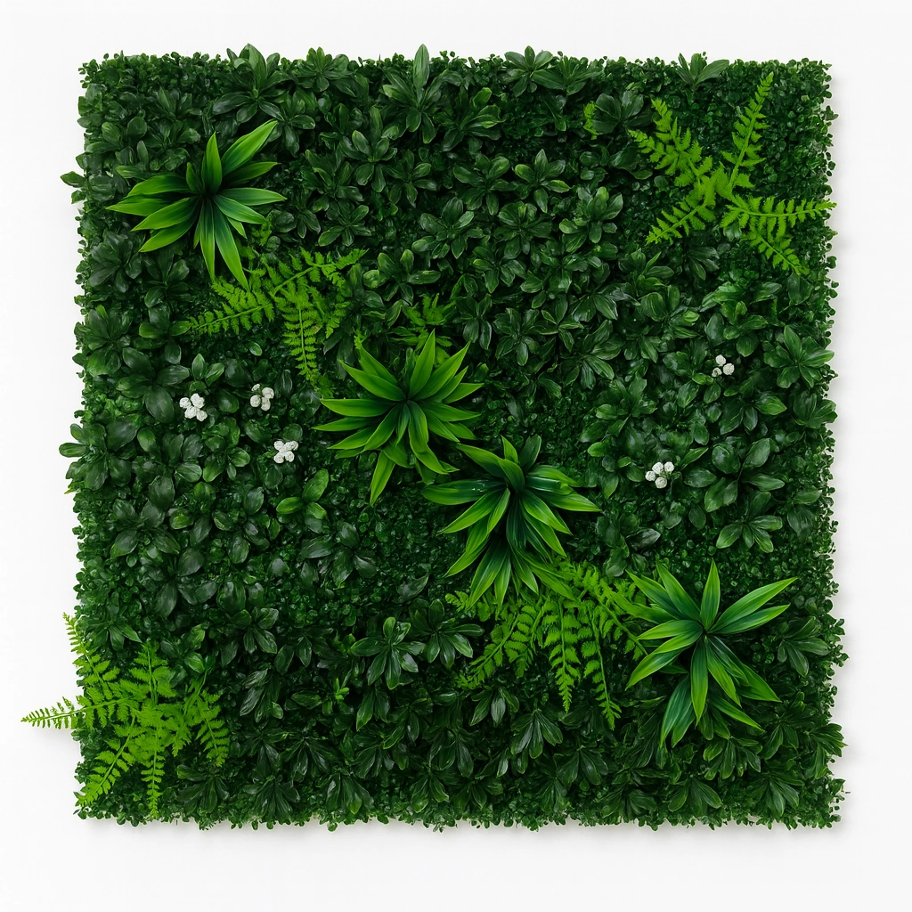 Artificial Tropical Green Wall Panel with Fern and Foliage
