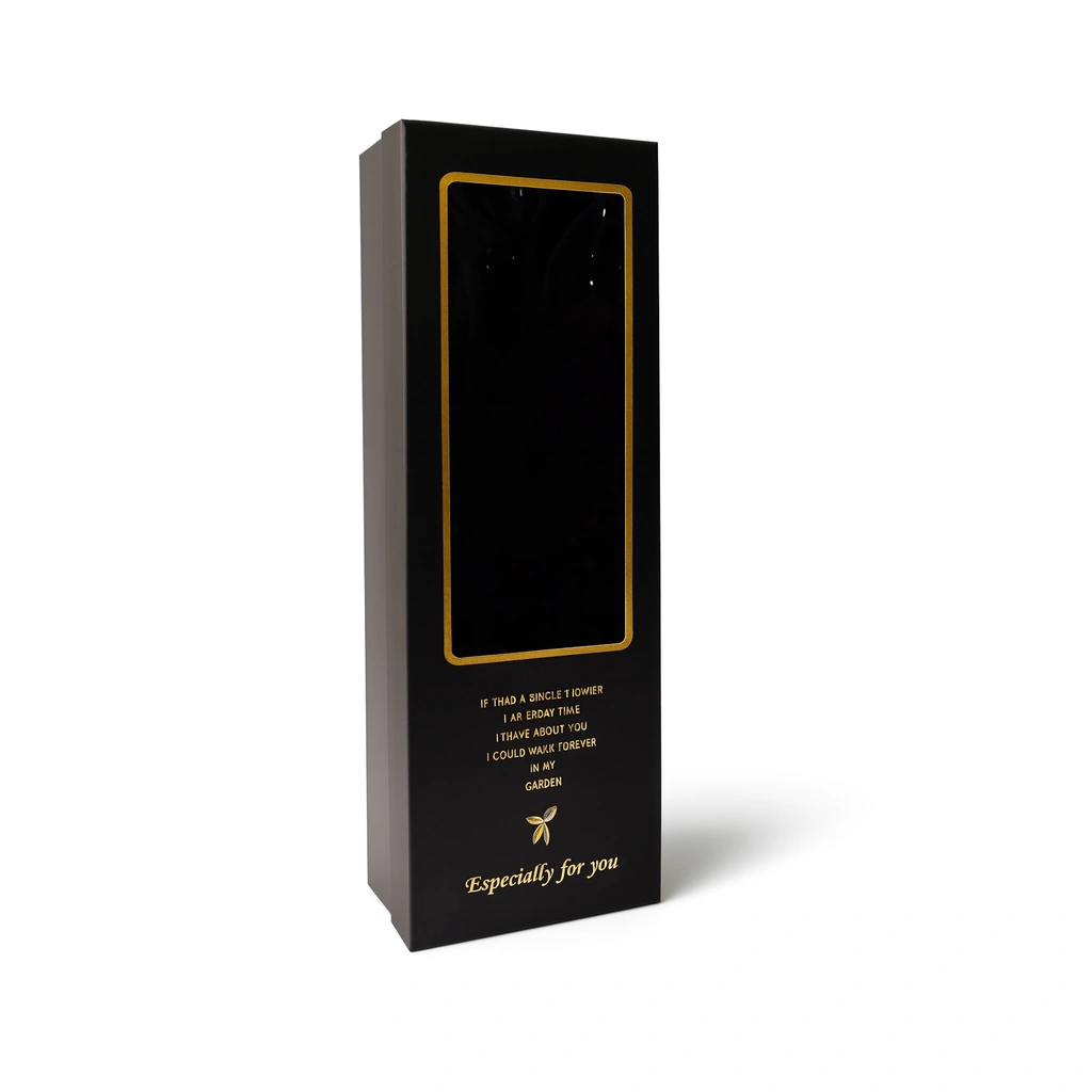 Tall Black & Gold Gift Box - Floral Design