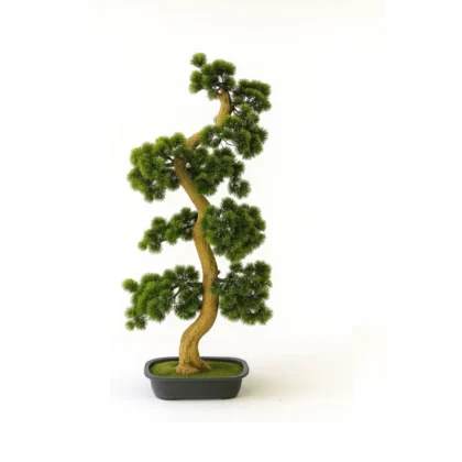 Twisting-Trunk Bonsai with Dense Artificial Foliage