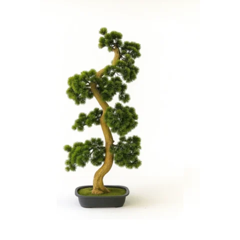Twisting-Trunk Bonsai with Dense Artificial Foliage