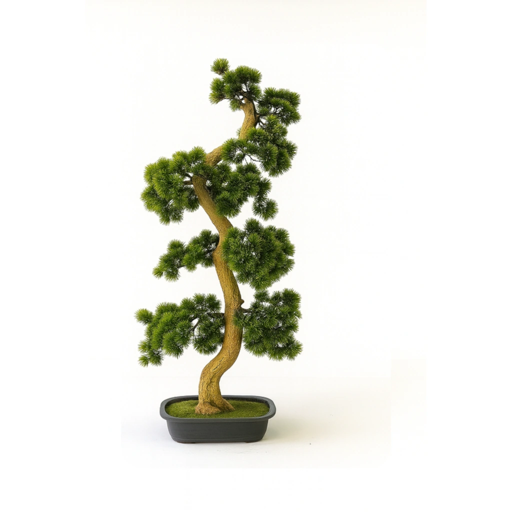 Twisting-Trunk Bonsai with Dense Artificial Foliage