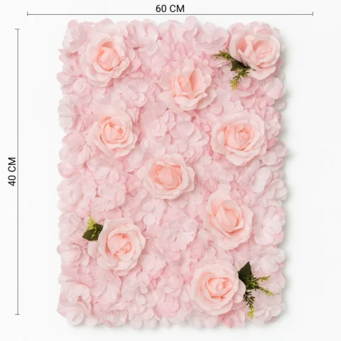 Artificial Pink Rose and Hydrangea Wall Panel for Event Decor