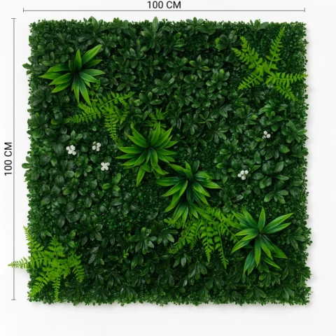 Artificial Tropical Green Wall Panel with Fern and Foliage