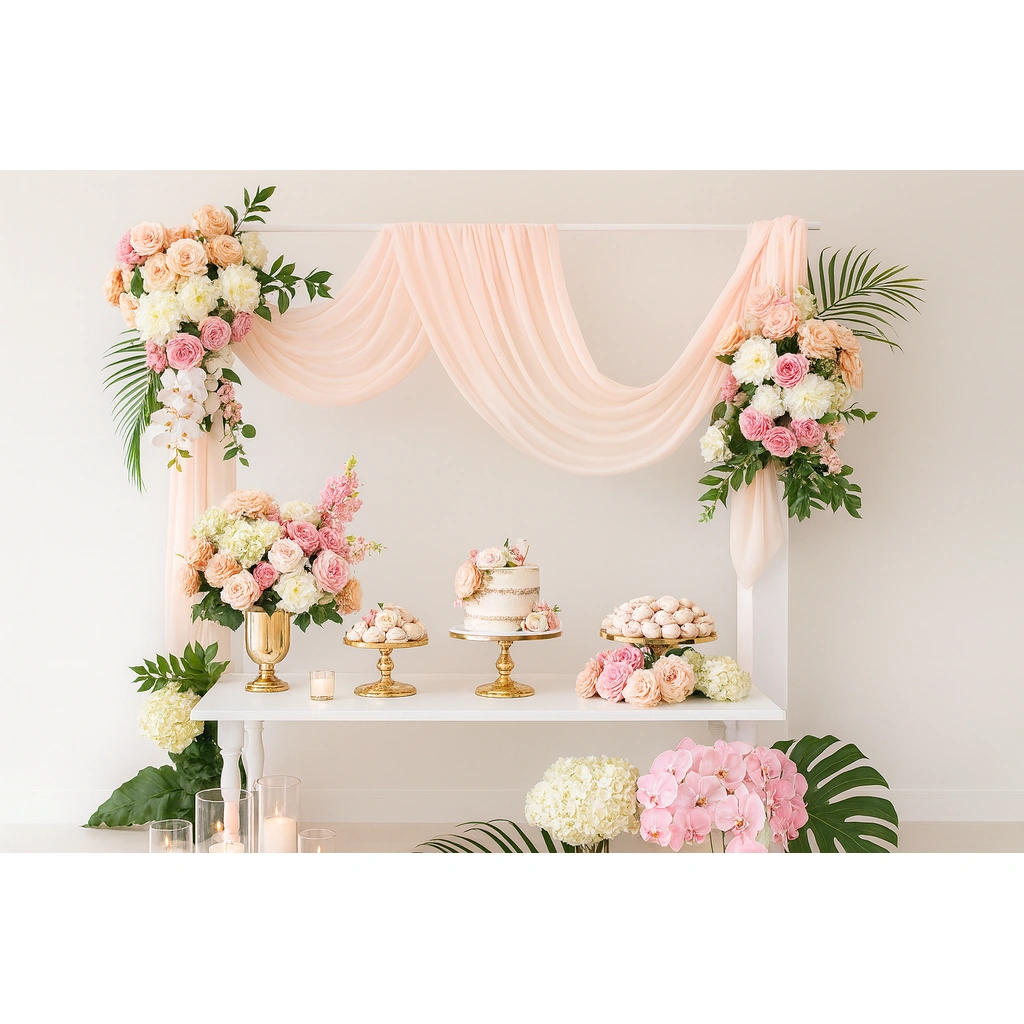 Elegant Wedding Dessert & Floral Display