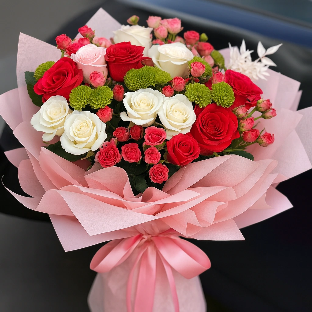 Here For You - Mixed Rose & Chrysanthemum Bouquet