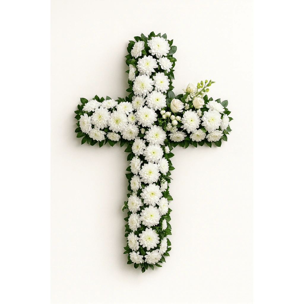 Pure White Floral Cross