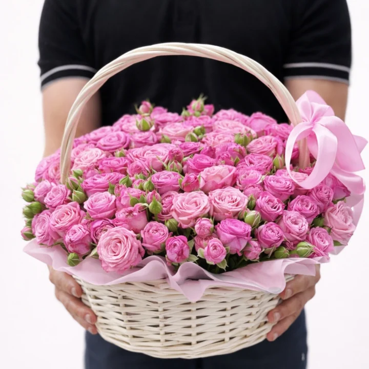 Good Vibes Basket (40 Baby Rose Stems)