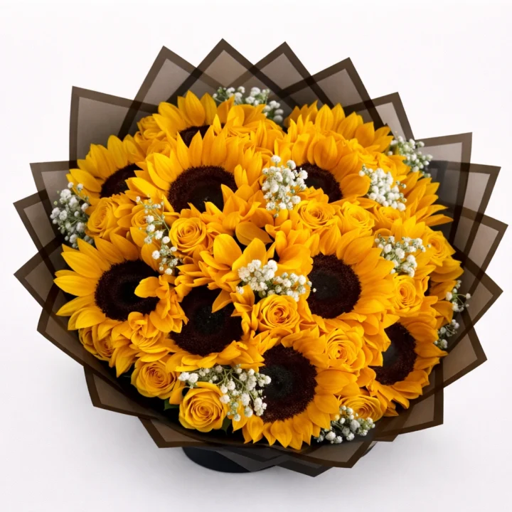 Pure Happiness (12 Roses & 12 Sunflowers With Sofeel)