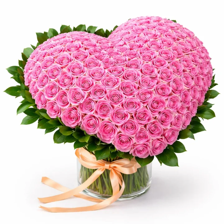 Blushing Promise (150 Roses With Vase)