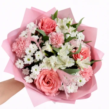 Bloom Mix Bouquet (3 Roses, 3 Carnations, 4 Chrysanthemum, 3 Eustoma)