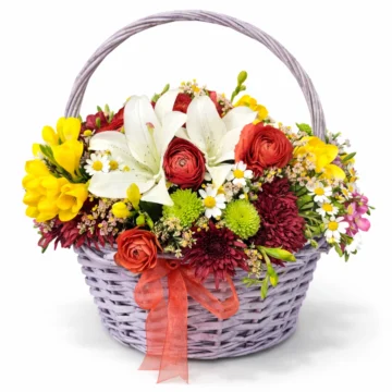 Bright Lily & Rose Basket