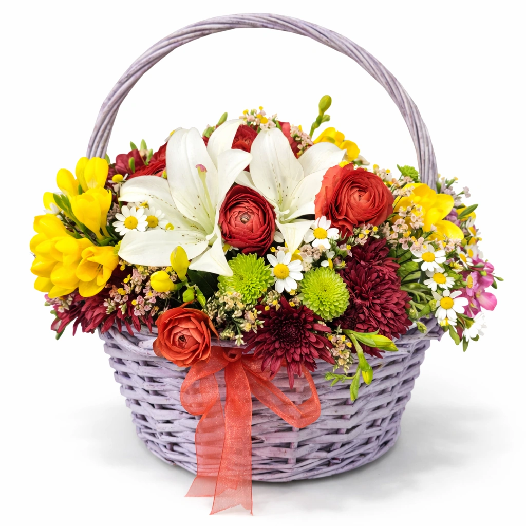 Bright Lily & Rose Basket
