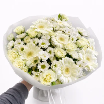 Bright Mix Bouquet (8 Roses, 6 Gerbera, 4 Chrysanthemum, Accessories)