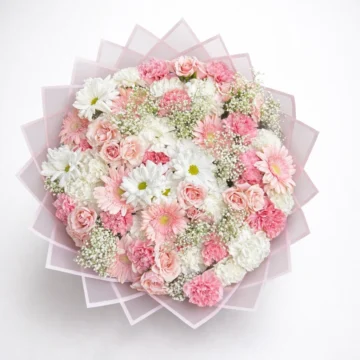 Fresh Garden Bouquet (12 Roses, 12 Carnations, 12 Gerbera, 5 Chrysanthemum, Sofeel)