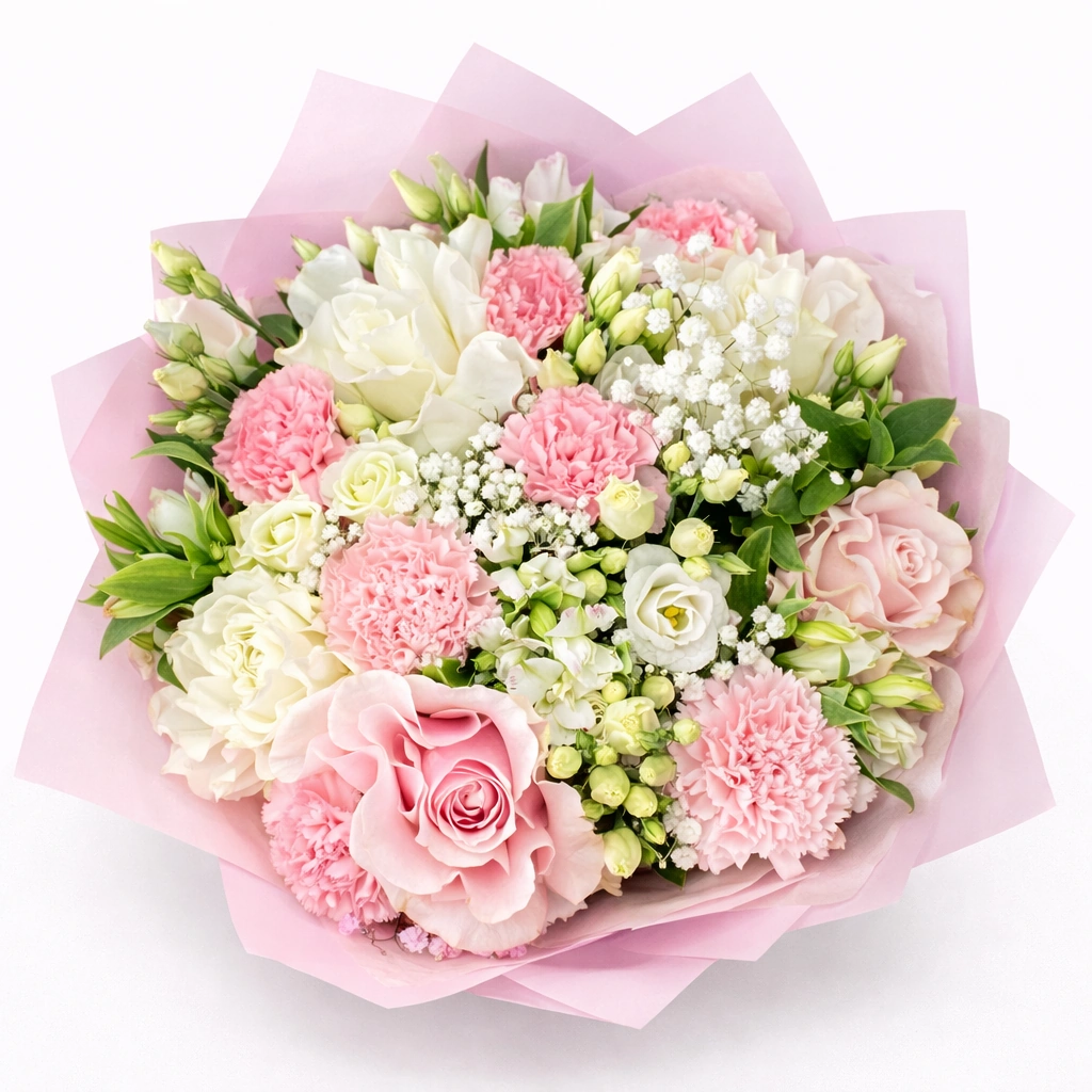 Harmony Bloom Bouquet (8 Carnations, 4 Roses, 2 Lilies, Sofeel)