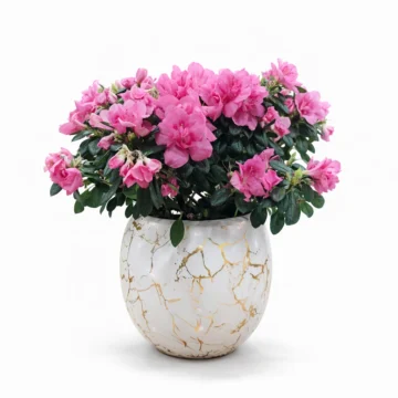 Pink Azalea in Porcelain Pot