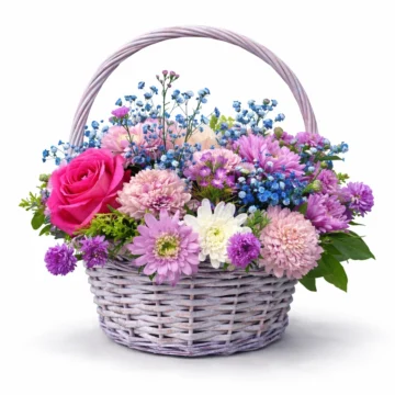 Purple & Pink Floral Basket
