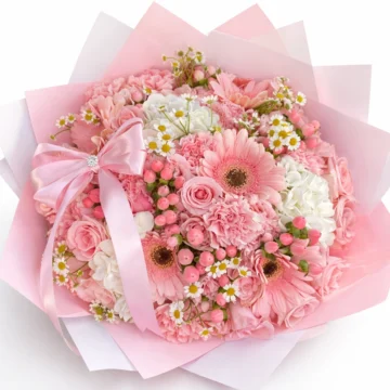 Simple Mix Bouquet (6 Roses, 6 Gerbera, 12 Carnations, Accessories)