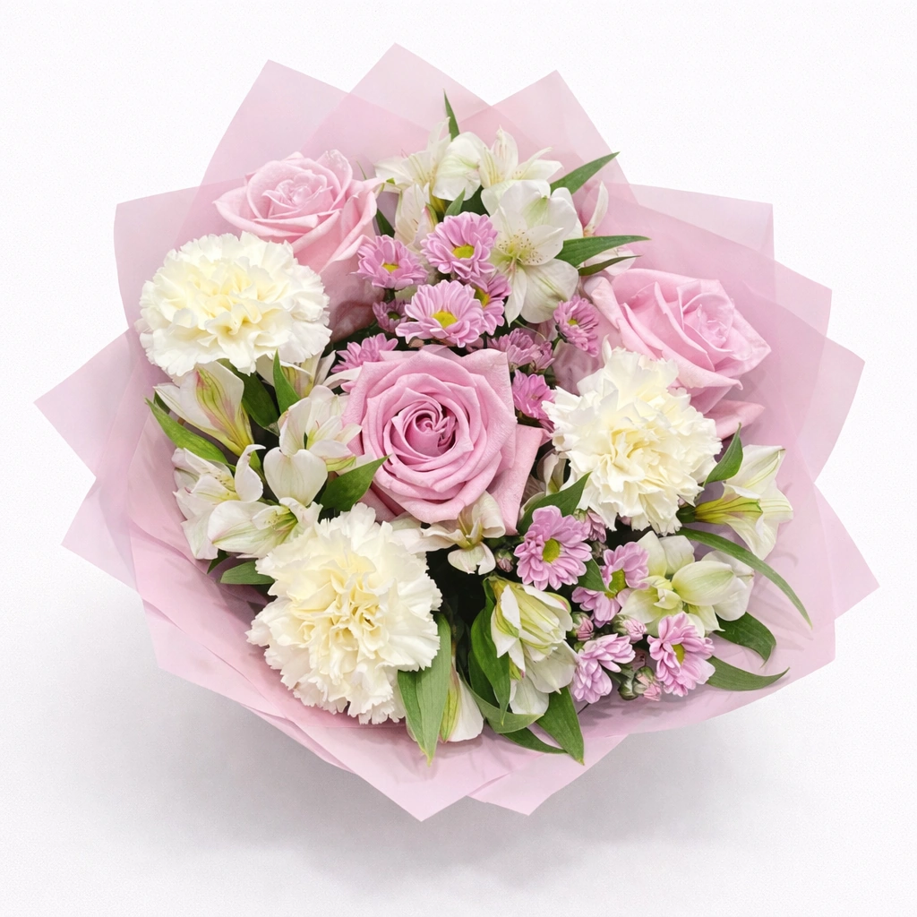 Spring Touch Bouquet (3 Roses, 3 Carnations, 3 Chrysanthemum, Sham El Nessim)