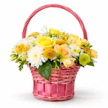Yellow Rose & Daisy Basket