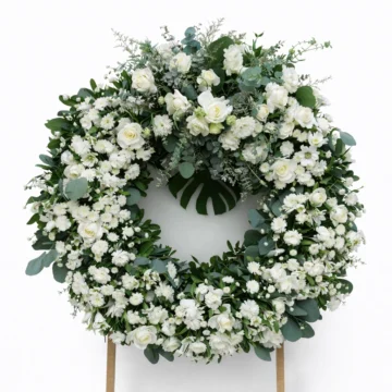 Floral Wreath Arrangement (Chrysanthemum, Eustoma, Baby Roses, Accessories)