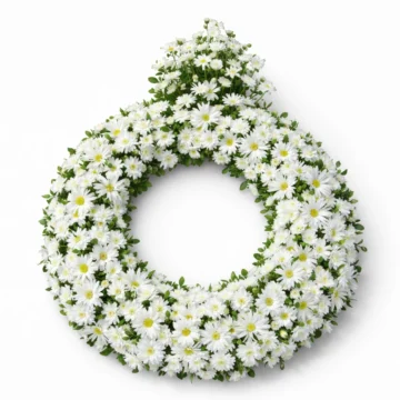 White Daisy Teardrop Wreath