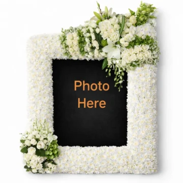 White Floral Frame with Lily Accent