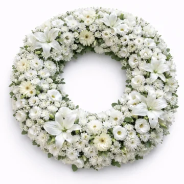 White Mixed Flower Sympathy Wreath