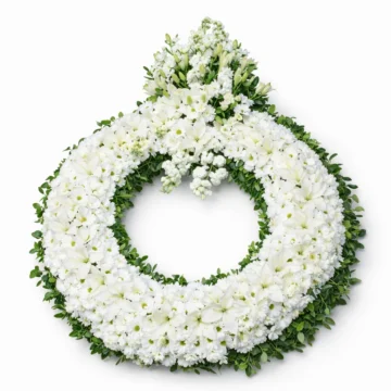 White Mixed Flower Wreath with Greenery