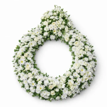 White Rose Teardrop Wreath